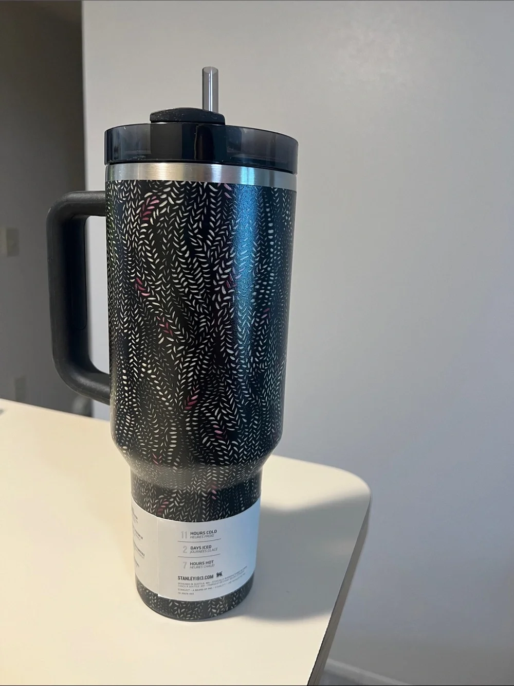 Black Stanley Quencher H2.0 Travel Tumbler with Handle